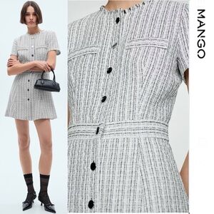 MANGO - Women's Buttons Tweed Dress Size 8